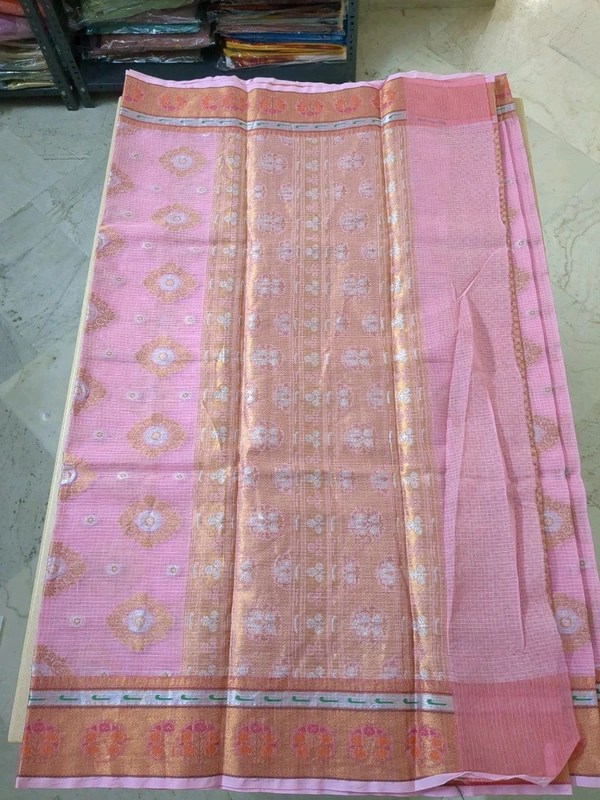 pure cotton kota jaal weaving - pink