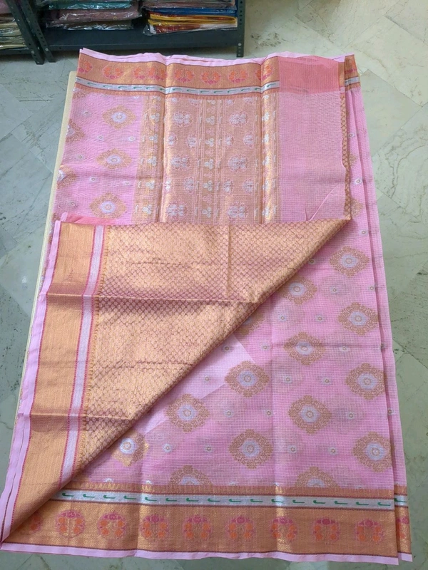 pure cotton kota jaal weaving - pink