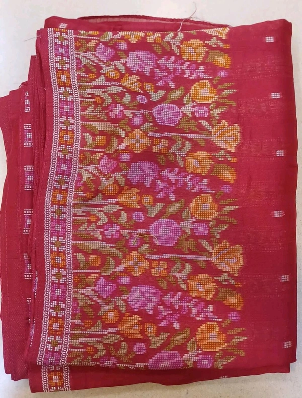 tusser georgette - Red