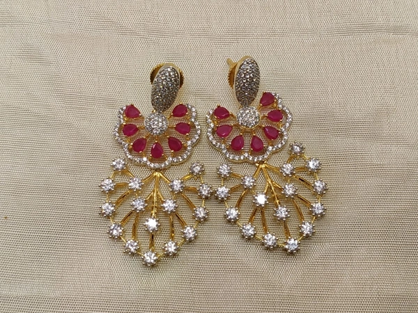 Diamond Copy Earrings - Red
