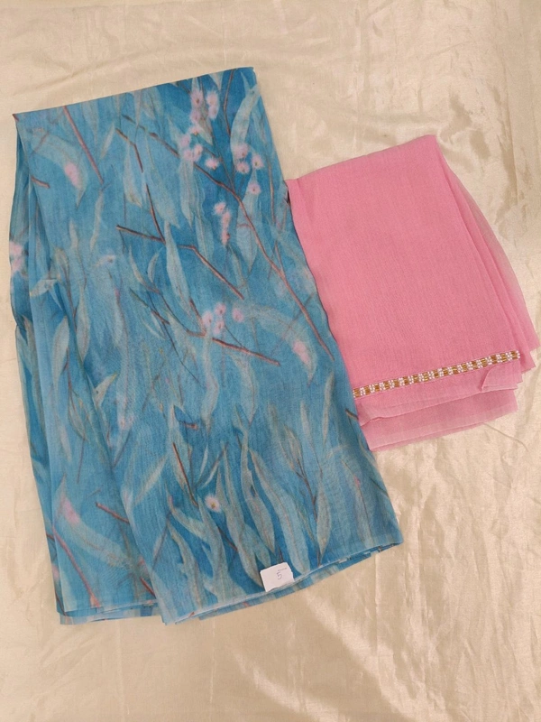 Georgette with digital print - sky blue 5