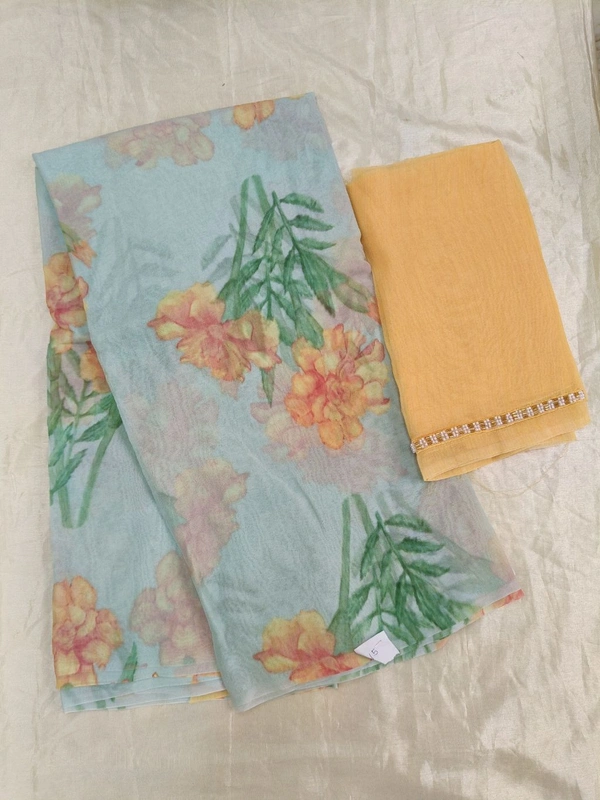 Georgette with digital print - sea green 15