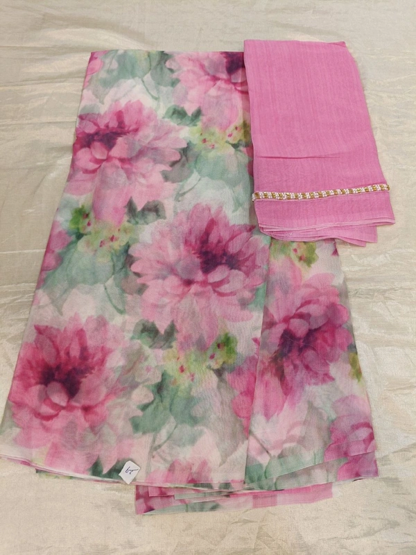 Georgette with digital print - Pink 29