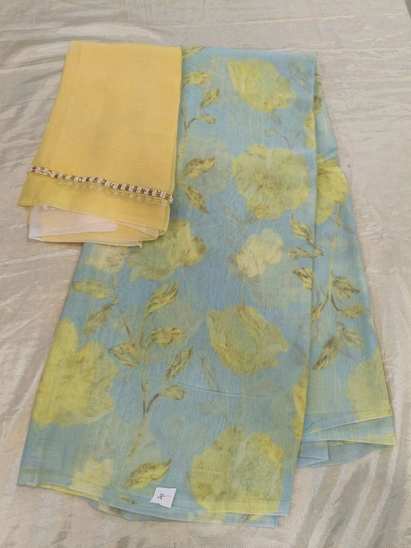 Georgette with digital print - Yellow 41