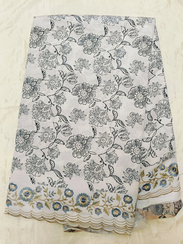 Tusser Embroidery  - Gray