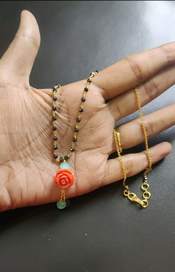 Black diamonds With Rose Pendant And Kattutheega 