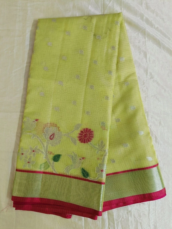 Silk Kota Saree - lemon yellow