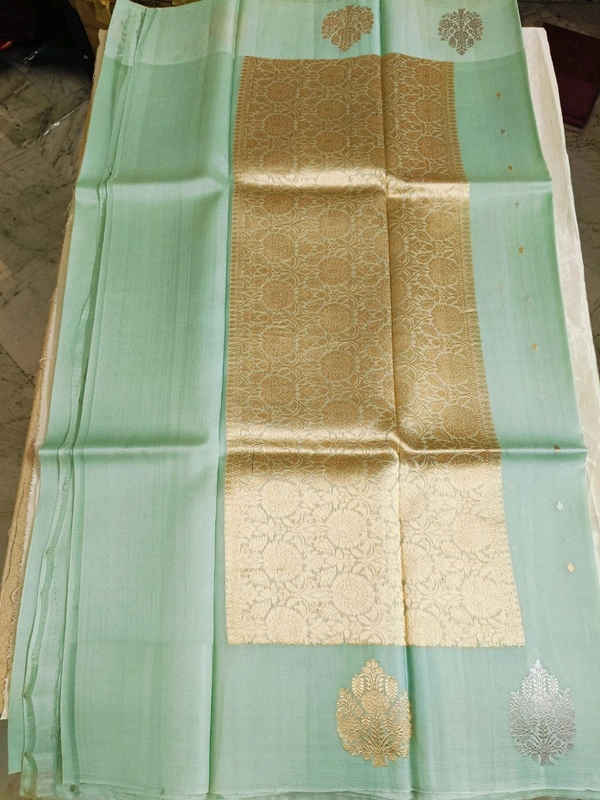 pure handloom kora - mist blue