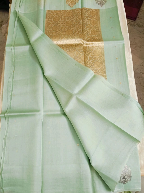 pure handloom kora - mist blue