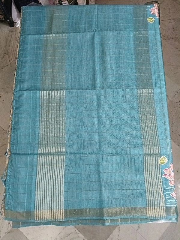 Tusser Hand Paint - blue