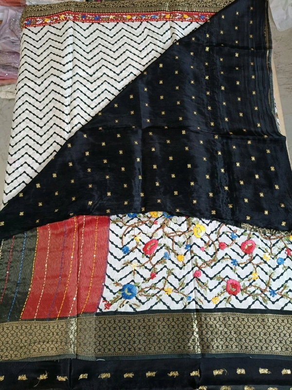 soft silk kantha - Black