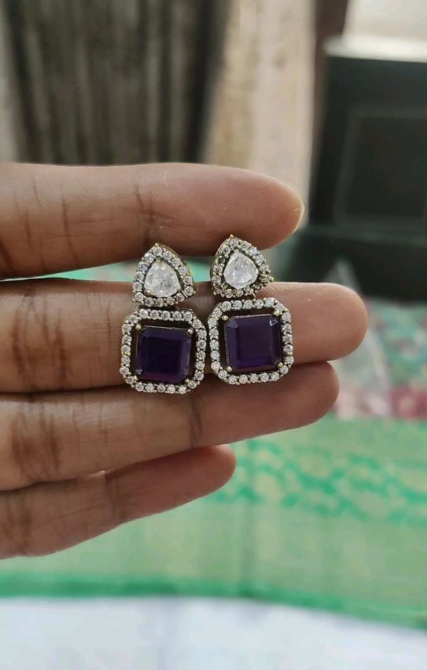 Victorian Earrings  - Purple