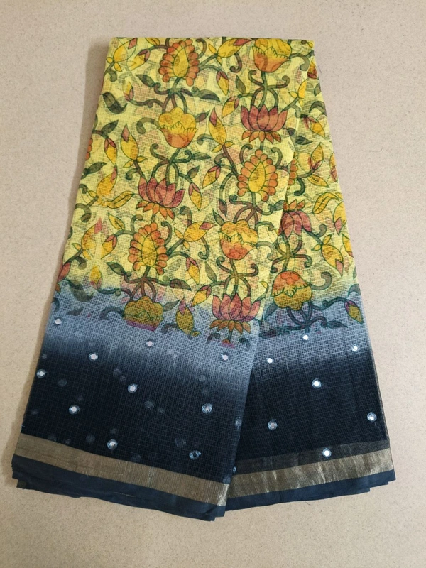 Pure Cotton Kota - black boarder, Flowers