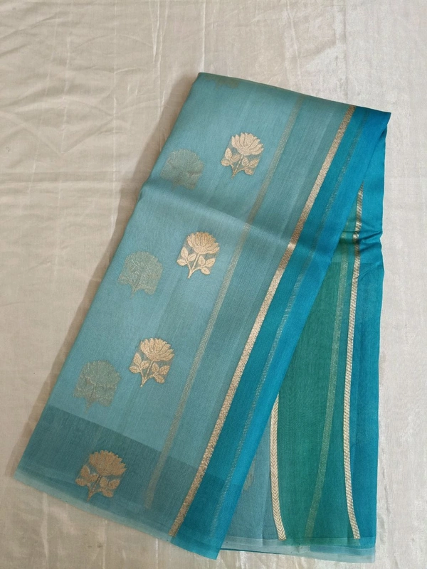 Pure Handloom Organza - ocean blue