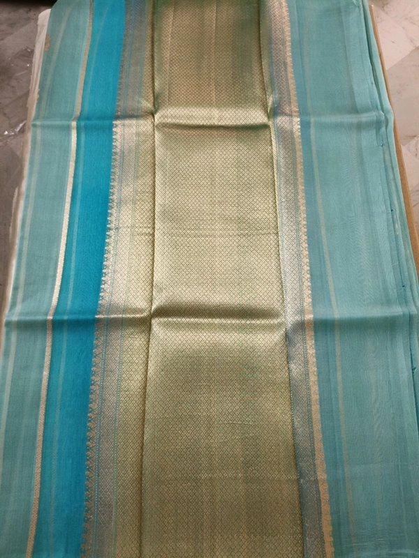 Pure Handloom Organza - ocean blue