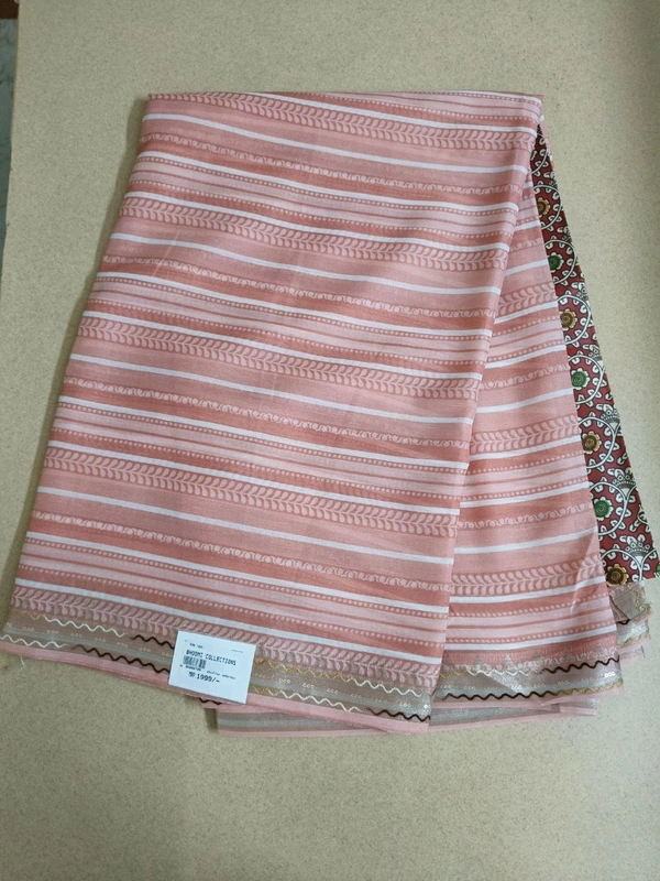 chiffon embroidary - pink lines