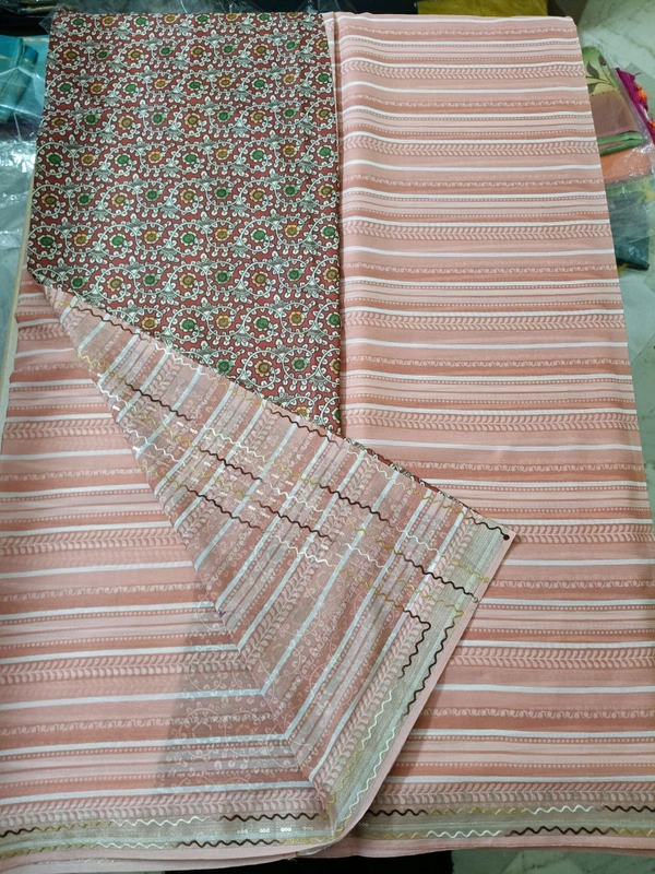 chiffon embroidary - pink lines