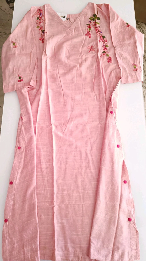 Soft Tusser Handwork Kurti - Sundown, 46