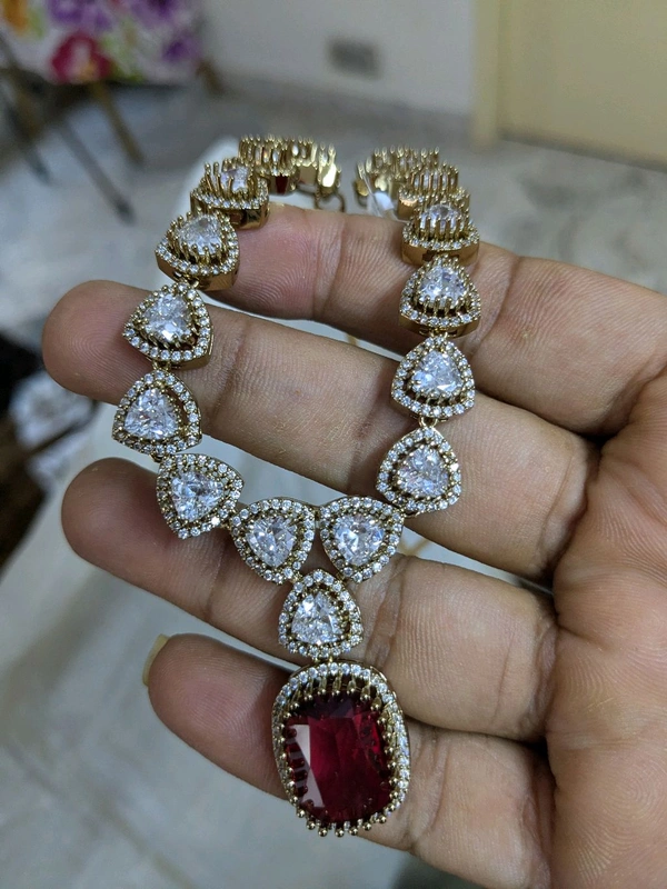 Real Mossonite Victorian Set - Maroon