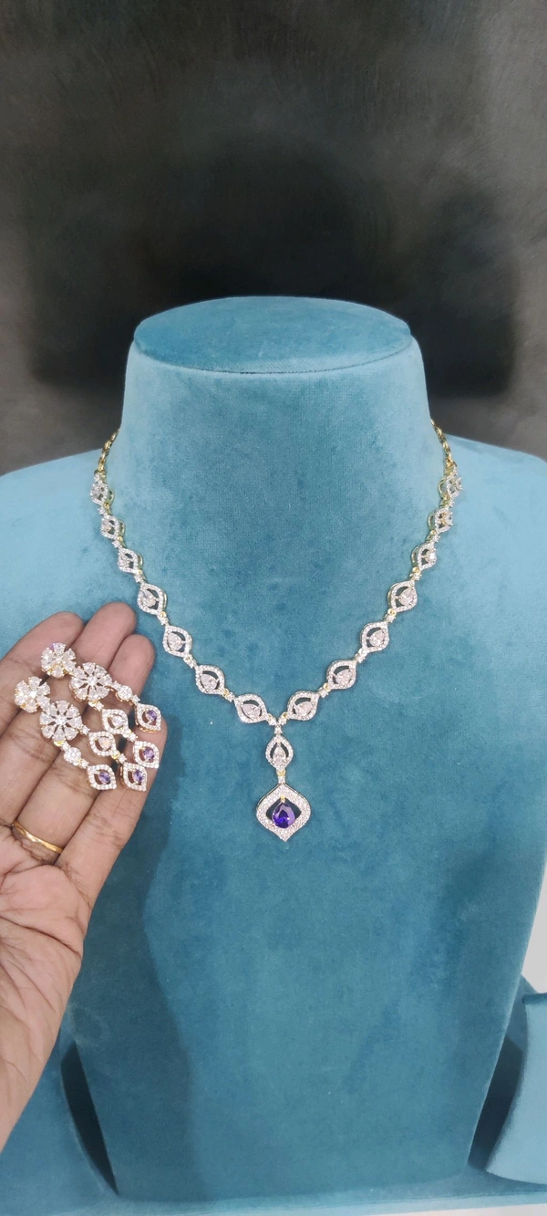 Gj Polish Stones Neck Set - Electric Violet