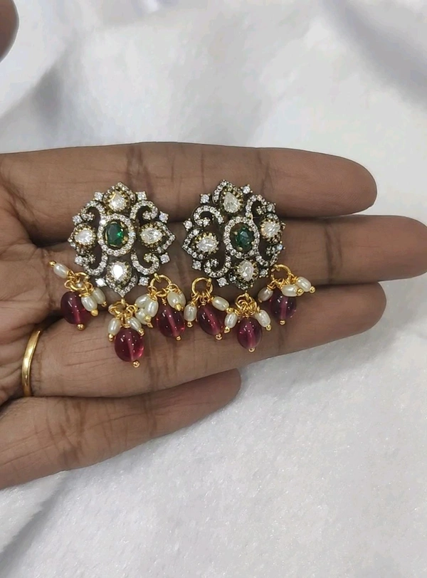 Victorian Earrings With Mossanites - ruby