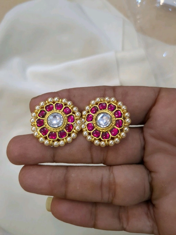 Jadua Kundan Earrings - pink