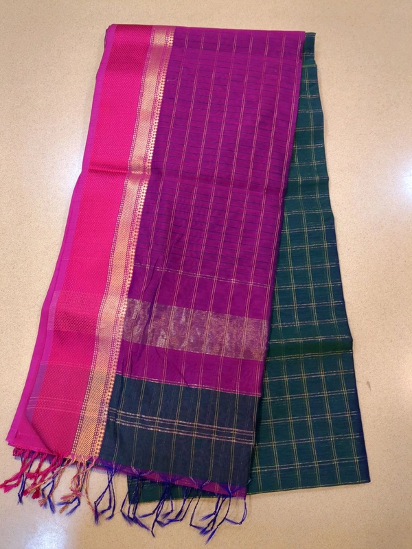 Pure Handloom Maheswari - shade green