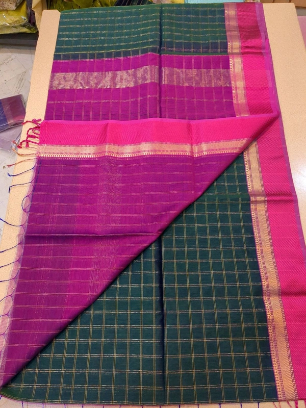 Pure Handloom Maheswari - shade green
