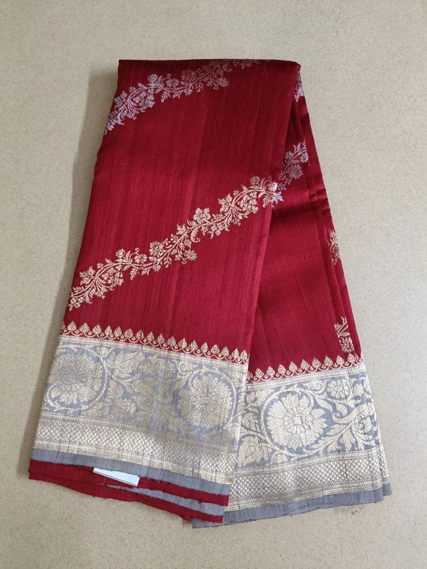 Pure Handloom Raw Silk - Red