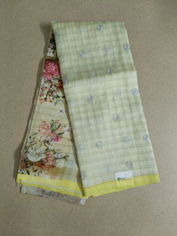 Pure Organza Wit Digital Blouse - Yellow