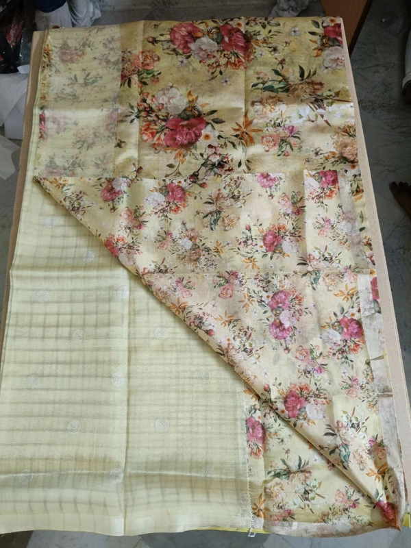 Pure Organza Wit Digital Blouse - Yellow