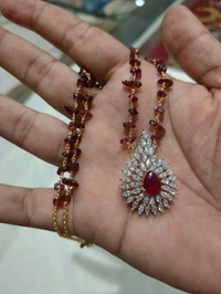 Uneven Rubys With Pendent Set