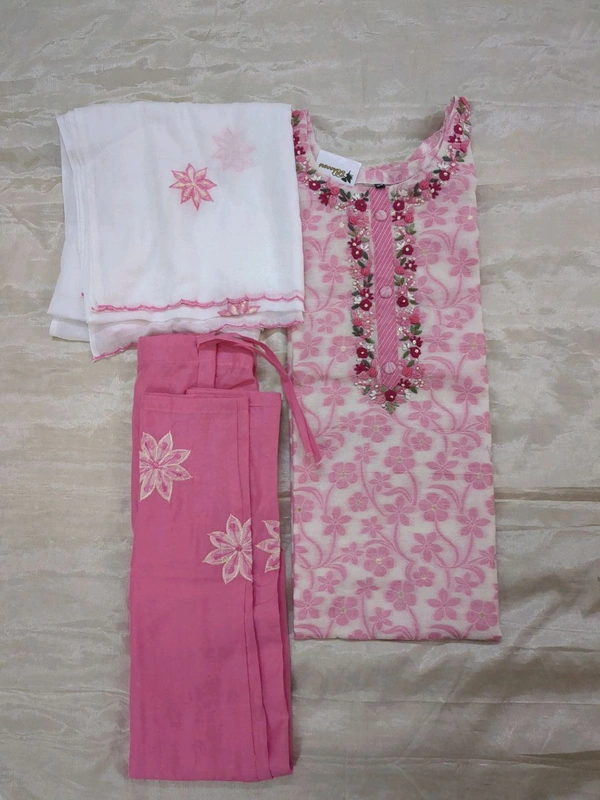 Jamdhani With Handwork - pink, 40