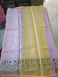 pure silk kota pythani - pink flowers