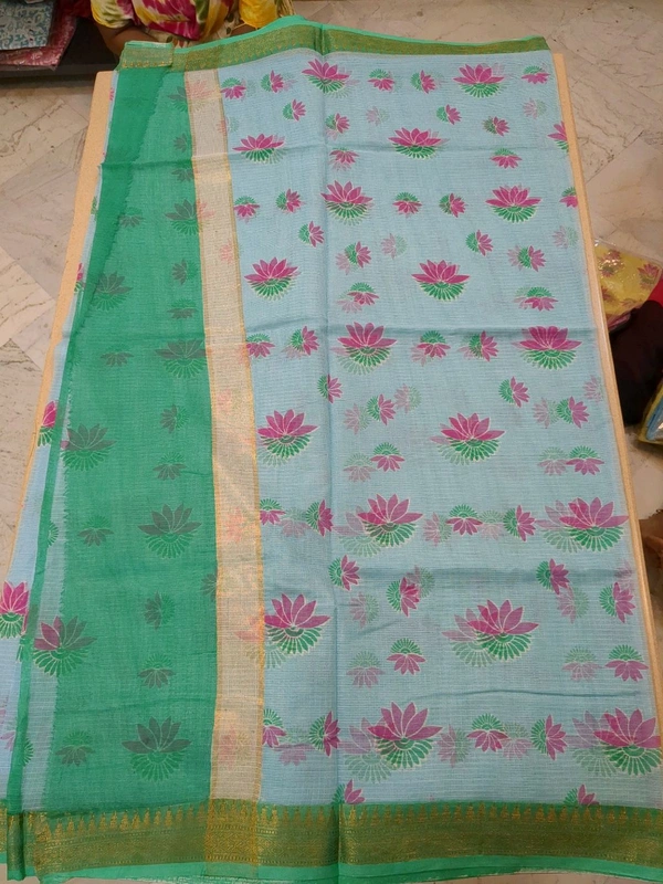 pure cotton kota doriya - aqua blue