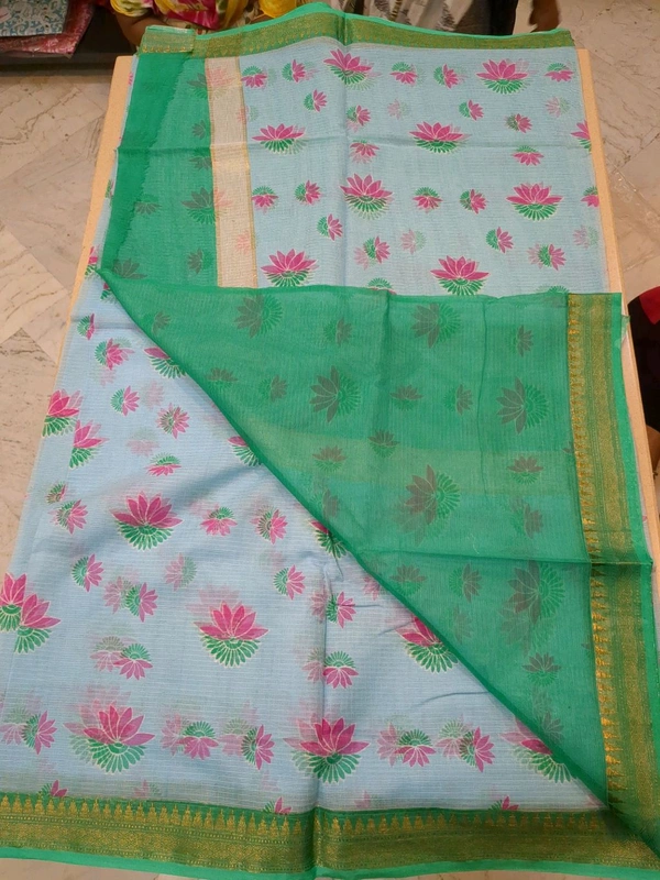 pure cotton kota doriya - aqua blue