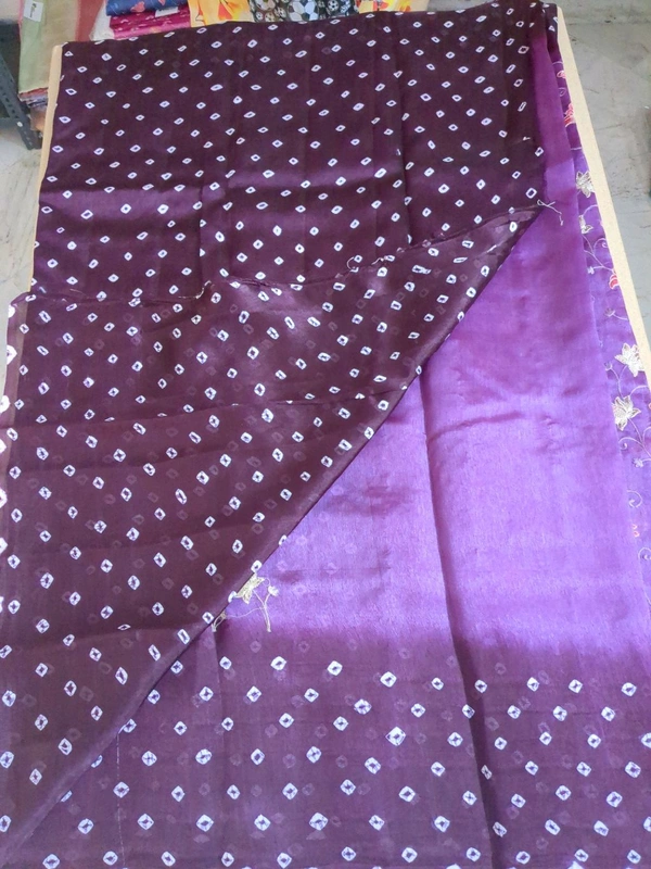 Pure Raw Silk Bhandhini - Purple