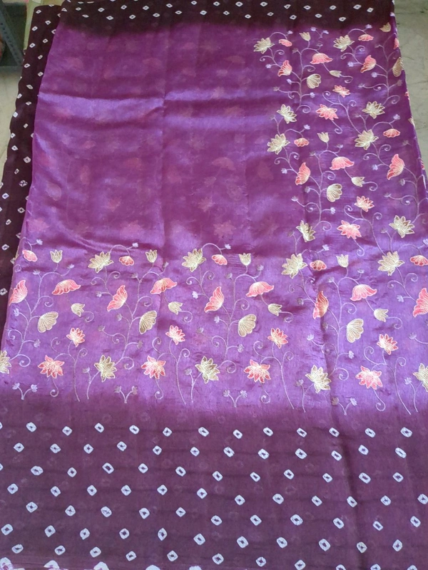 Pure Raw Silk Bhandhini - Purple