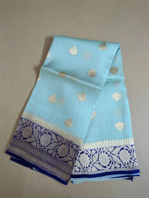 PURE HANDLOOM ORGANZA TISSUE - aqua blue