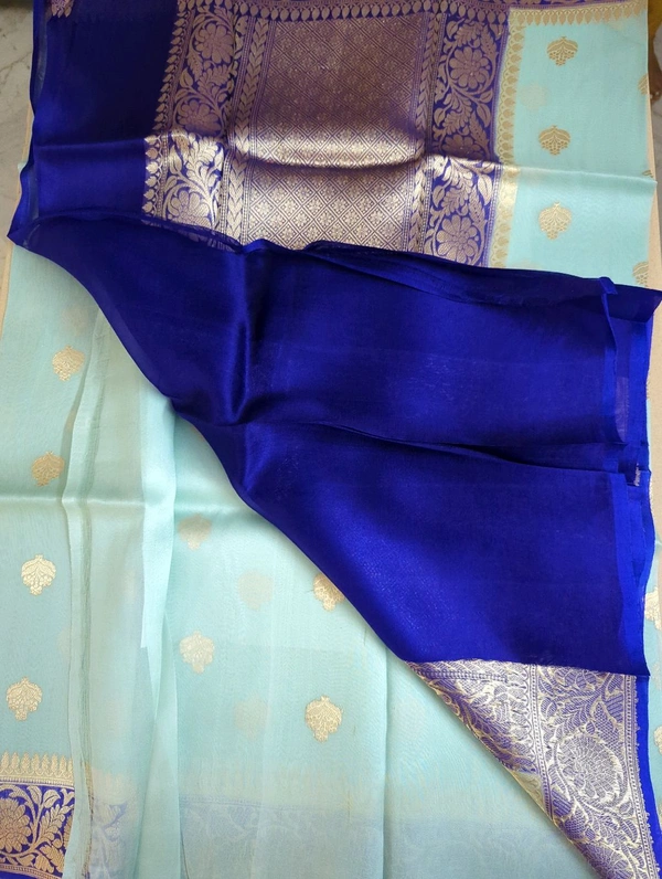 PURE HANDLOOM ORGANZA TISSUE - aqua blue