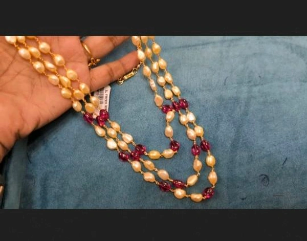 Real Pearls With Real Rubys - Red