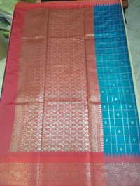 Benaras Gadwal - 4 Leafs, milky blue