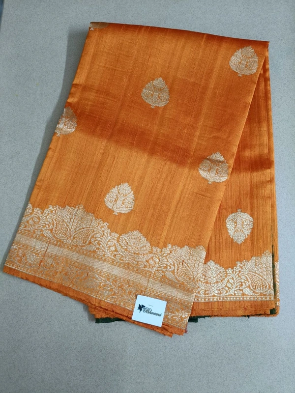 Pure Handloom Raw Silk - orange