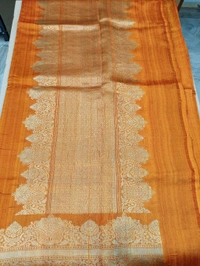 Pure Handloom Raw Silk - orange