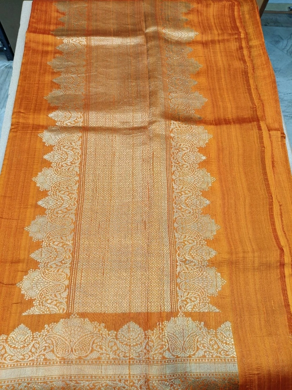 Pure Handloom Raw Silk - orange