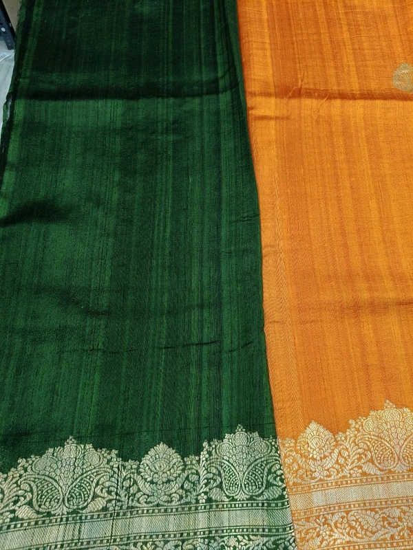Pure Handloom Raw Silk - orange