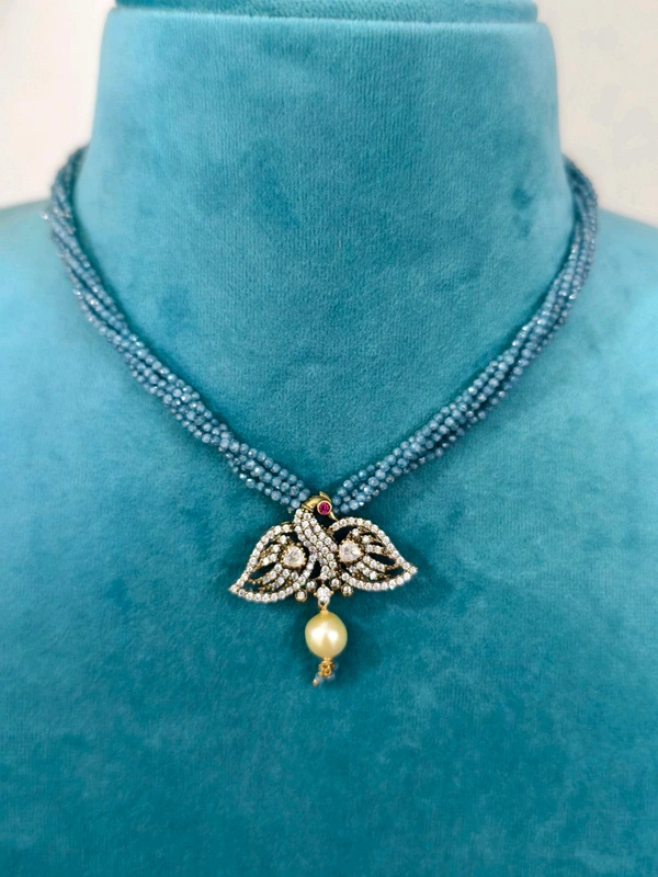 5 LINE CZS WITH PENDENT - blue