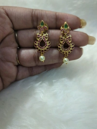 cz earrings - Red