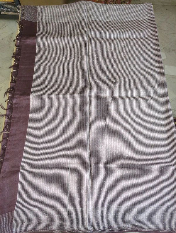 handloom desi tusser  with hand work - Pigment Indigo