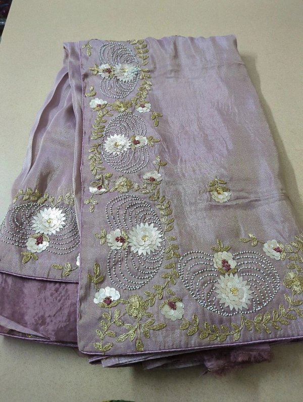 pure tissue with rich work - Fuchsia Pink